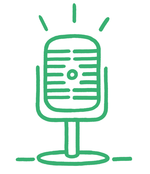Illustration eines klassischen Mikrofons in grüner Farbe