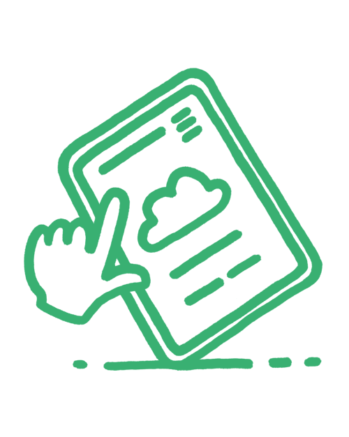 Hand mit Tablet und Cloud-Symbol