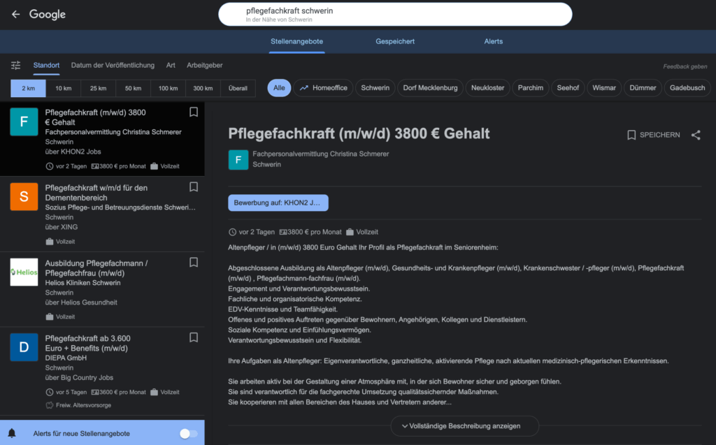 Stellenanzeigen auf Google Jobs