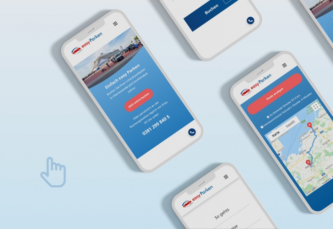 Mehrere Smartphones mit der Easy Parken App auf dem Bildschirm