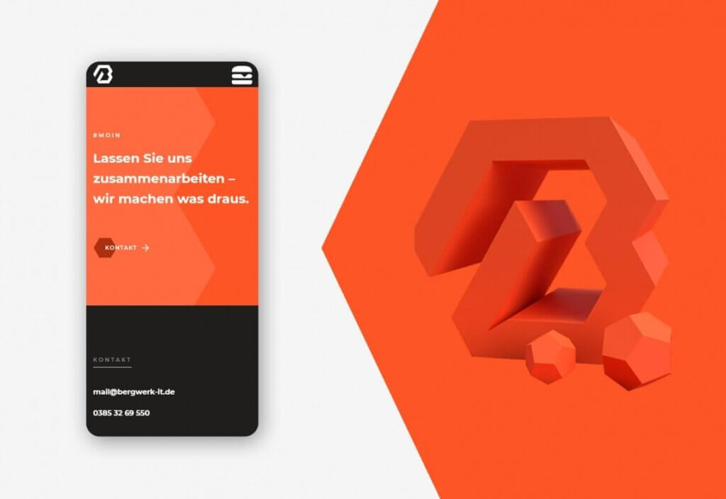 Das Design passt sich den Corporate Design von Bergwerk IT an