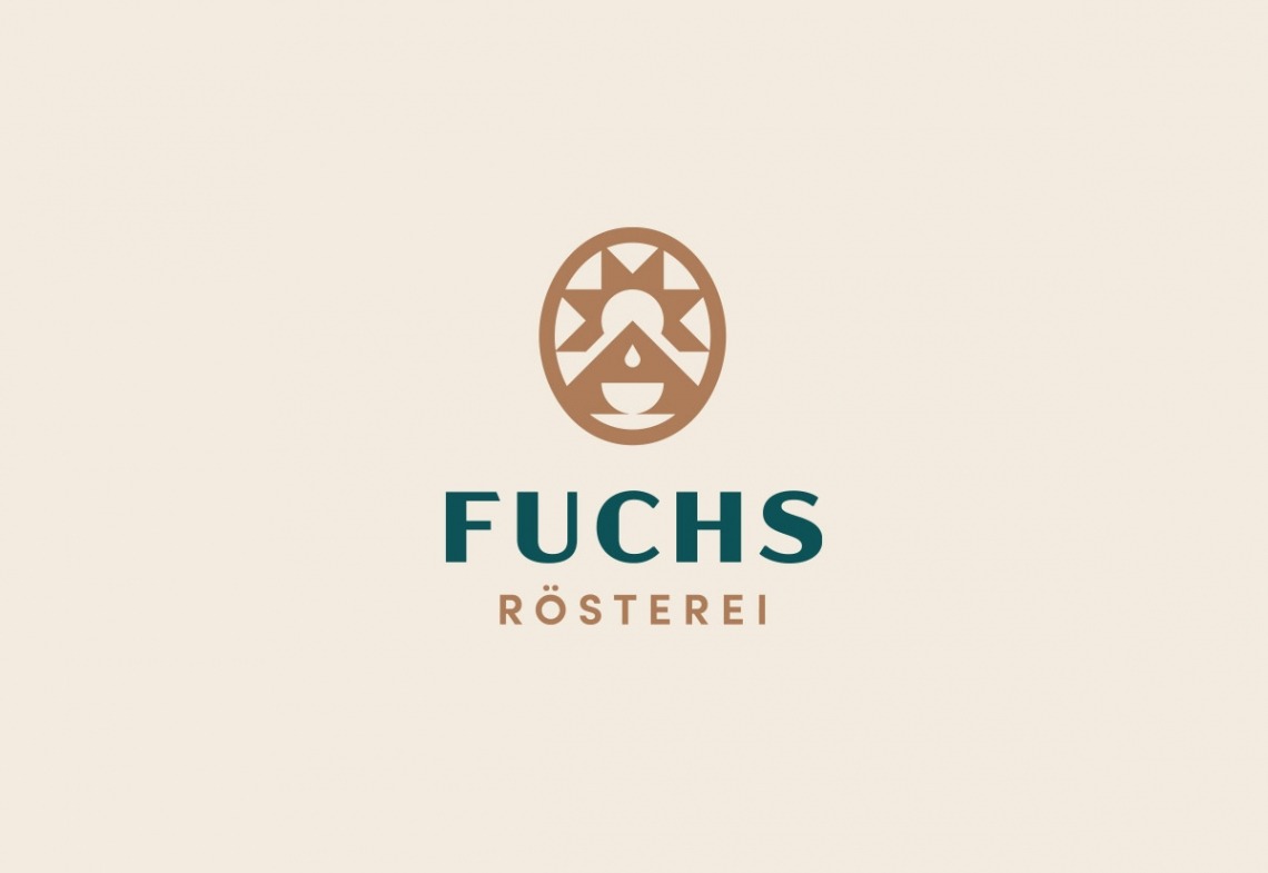 Logo der Rösterei Fuchs mit stilisiertem Fuchs und Sonne über dem Schriftzug 'FUCHS RÖSTEREI'