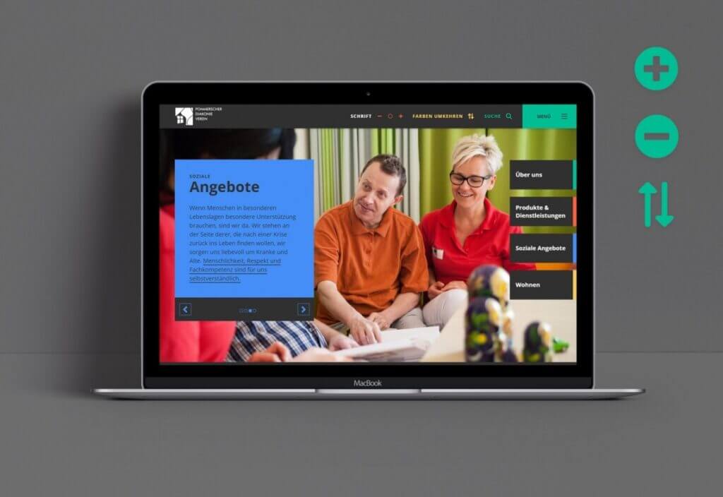 Barrierefreie Gestaltung auf der Der Pommersche Diakonieverein (PDV) Webseite