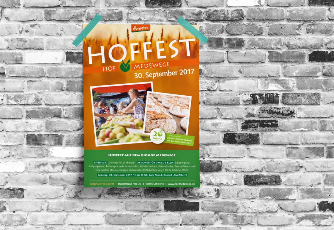 Plakat für das Hoffest auf dem Biohof Medewege am 30. September 2017