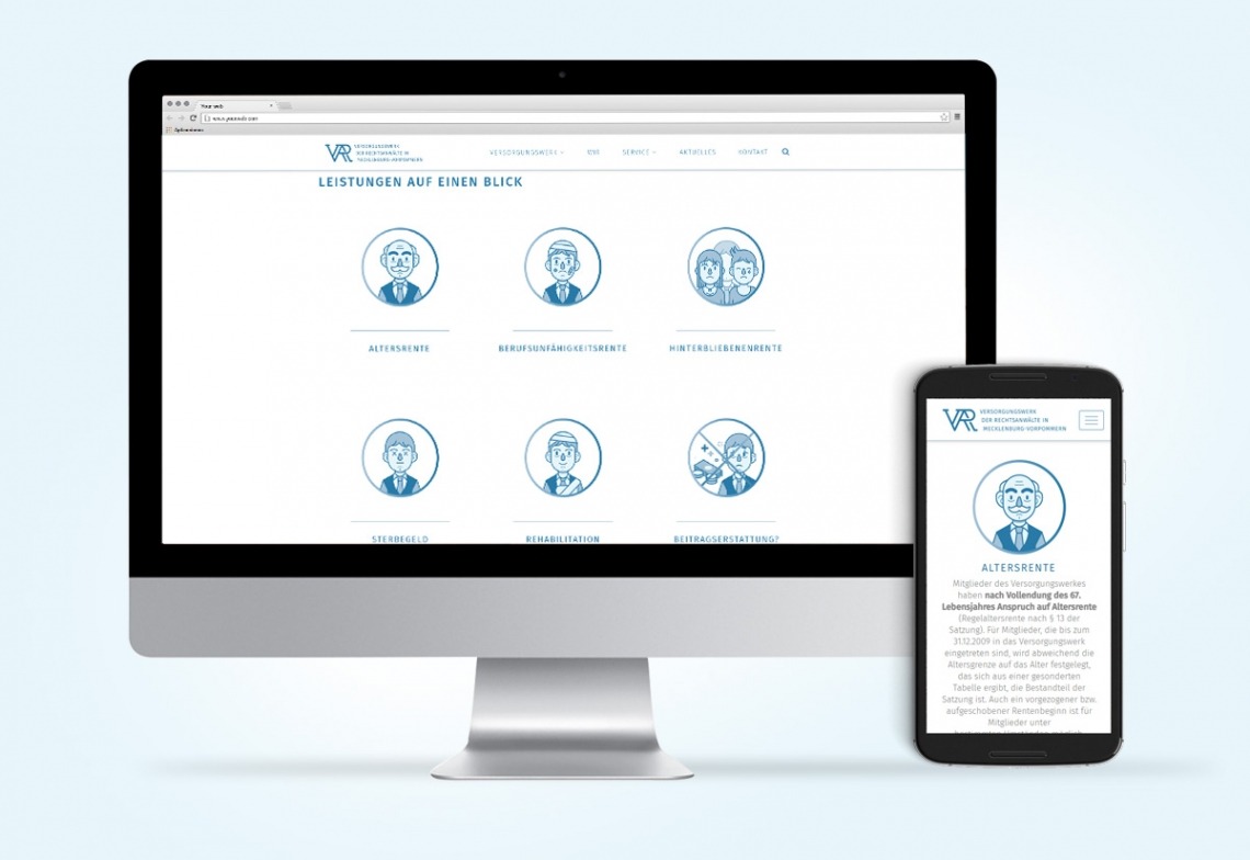Desktop und Smartphone mit Webseite zu Rentenleistungen