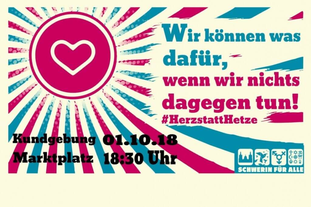 Herz statt Hetze Aktion in Schwerin